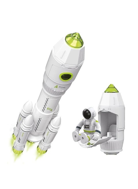 Space Toys for Kids 3-5 6 7 8 Years Old - Space Adventurer Rocket Ship Shuttle Model with Astronaut and Smoke Effect, Lights and Sounds, Outer Space Exploration Playset, Spaceship Toy for Boys Gifts