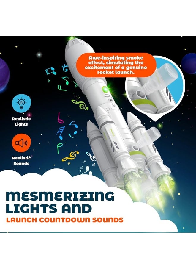 MOBIUS Toys - Space Toys for Kids 3-5 6 7 8 Years Old - Space Adventurer Rocket Ship Shuttle Model with Astronaut and Smoke Effect, Lights and Sounds, Outer Space Exploration Playset, Spaceship Toy for Boys Gifts - Image 1