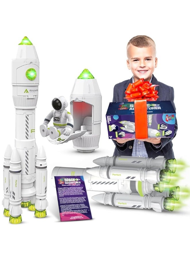 MOBIUS Toys - Space Toys for Kids 3-5 6 7 8 Years Old - Space Adventurer Rocket Ship Shuttle Model with Astronaut and Smoke Effect, Lights and Sounds, Outer Space Exploration Playset, Spaceship Toy for Boys Gifts - Image 1