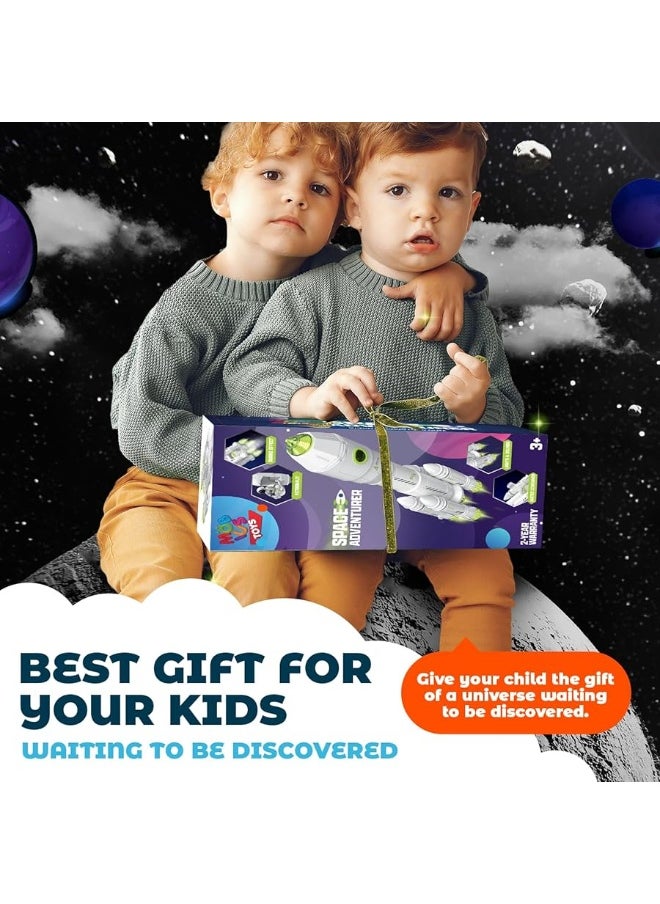 MOBIUS Toys - Space Toys for Kids 3-5 6 7 8 Years Old - Space Adventurer Rocket Ship Shuttle Model with Astronaut and Smoke Effect, Lights and Sounds, Outer Space Exploration Playset, Spaceship Toy for Boys Gifts - Image 1