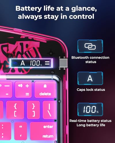 SIBEITU Keyboard Case for iPad Pro 13 Inch (M5 2025 / M4 2024), 360 Rotatable iPad Pro 13 Clear Cover with Multi-Touch Trackpad, 7-Color Backlight & 3 Brightness, High-Tech Visible PCB Design, Pink - Image 5