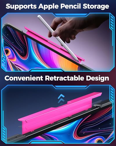 SIBEITU Keyboard Case for iPad Pro 13 Inch (M5 2025 / M4 2024), 360 Rotatable iPad Pro 13 Clear Cover with Multi-Touch Trackpad, 7-Color Backlight & 3 Brightness, High-Tech Visible PCB Design, Pink - Image 4