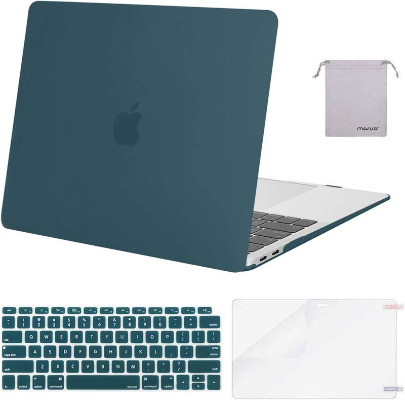 MOSISO Compatible with MacBook Air 13 inch Case M1 Chip 2021-2018 Release A2337 A2179 A1932, Plastic Hard Shell&Keyboard Cover&Screen Film&Storage Bag for MacBook Air 13.3 inch Case, Deep Teal - Image 1