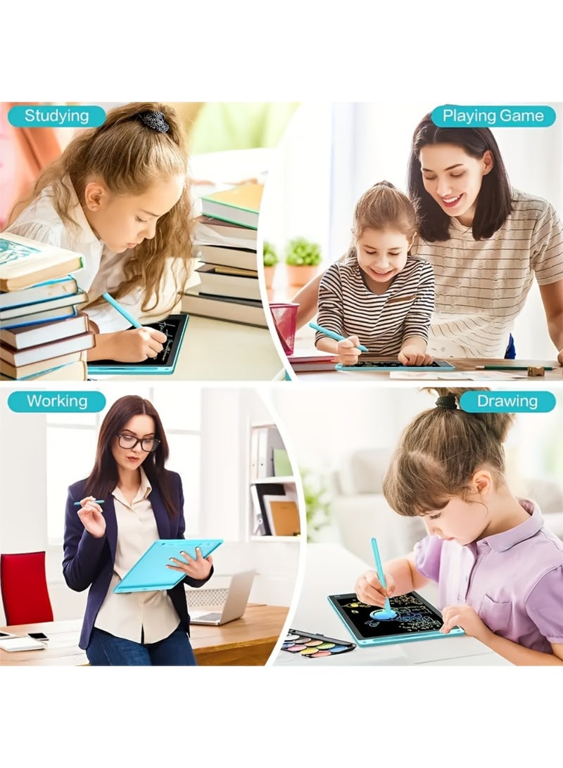 سِيمِير لوحة كتابة LCD، لوحة رسم إلكترونية مقاس 10 بوصات ولوحة رسم مع شاشة ملونة وقلم - ألعاب تعليمية، هدية عيد ميلاد مثالية، أداة تعليمية تفاعلية، تصميم مرح - (أزرق فاتح) - Image 5