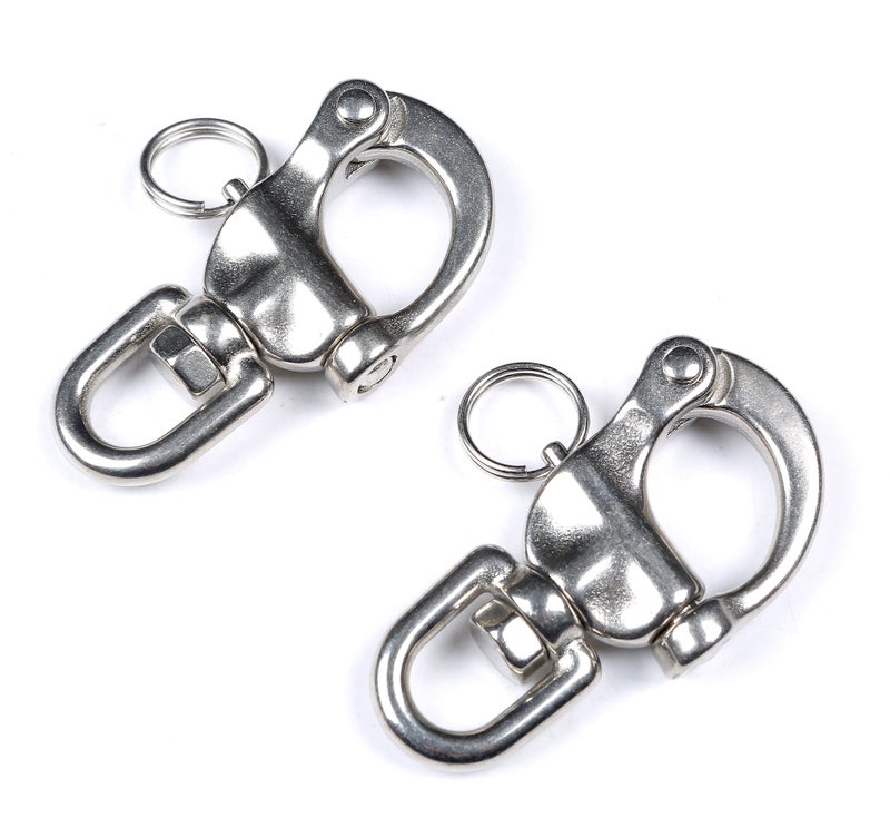 Mxeol Swivel Eye Snap Shackle Quick Release Bail Rigging Sailing Boat Marine Stainless Steel Clip Pair (2-3/4" PAIR) - Image 1