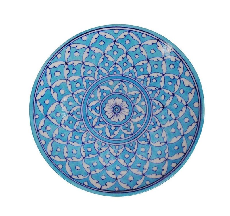 CRAFT PARK Jaipur Blue Pottery Home Decor Wall Hanging Handmade PlateServing Plate 25 cm x 25 cm x 3 cmCFPP2