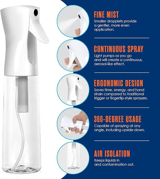 MISSLO 300ML Fine Mist Spray Bottle Continuous Sprayer for Hair Plants Cleaning Refillable and Leakproof Design Spray Bottle Sprayer for Perfume Skincare Makeup LotionPACK OF 1 - Image 5