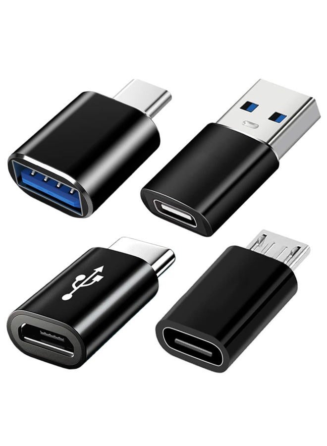 Mepsies USB C Adapter Pack of 4, USB C to USB 3.0 OTG Adapter, Micro USB to USB C Adapter Female to Male Compatible with MacBook Pro, Samsung Galaxy, Mobile Phone PC - Image 1