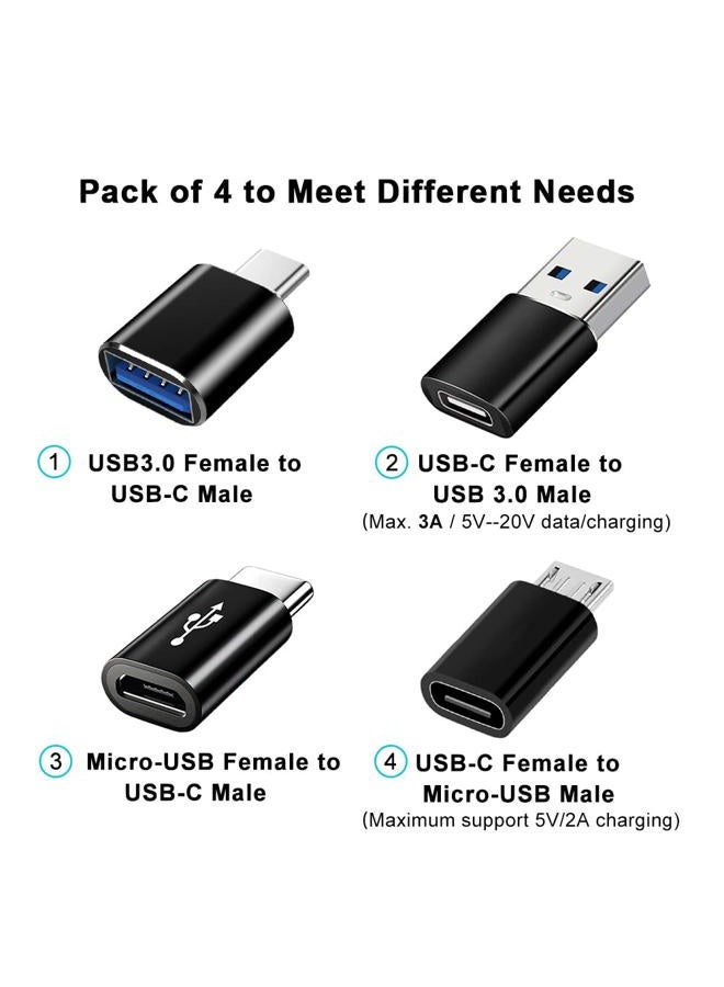 Mepsies USB C Adapter Pack of 4, USB C to USB 3.0 OTG Adapter, Micro USB to USB C Adapter Female to Male Compatible with MacBook Pro, Samsung Galaxy, Mobile Phone PC - Image 2