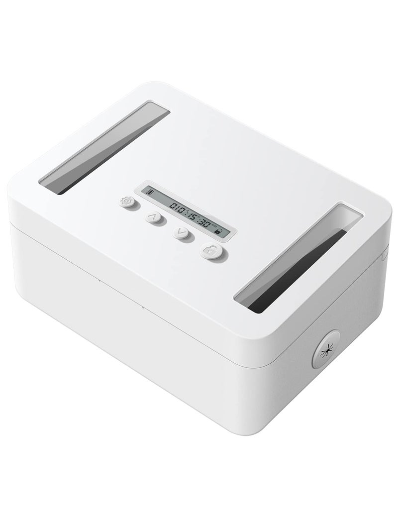 Vaydeer Metal Time Lock Box, Phone Locked box with Timer, Locking Safe Storage, Self-Control Locker with USB C Charge, Child Lock, Smart Timed Release Jail for Phone/iPad Mini/Remote/Medicine/Snack - Image 1