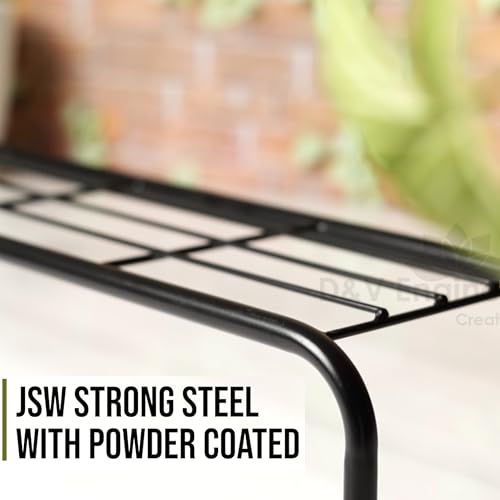 D&V ENGINEERING - Creative in innovation Metal Floor planter stand/Pot Stand/plant Stand for Home or Garden Décor (Set of 2 - Black) - Image 3