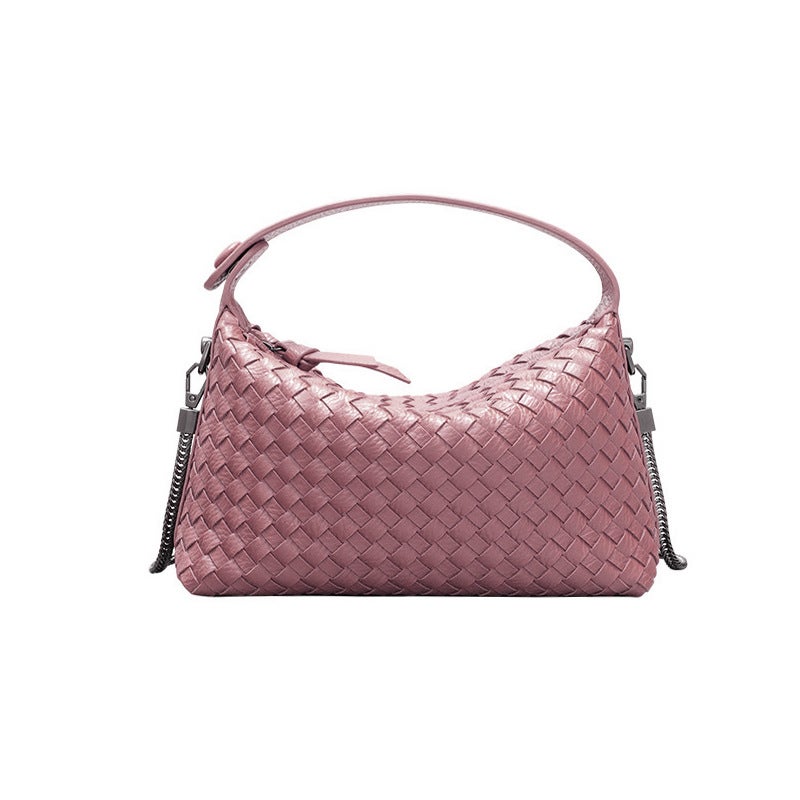 Handwoven Ladies Lunch Box Tote Fashionable Versatile Shoulder Bag B1730# lotus root purple 