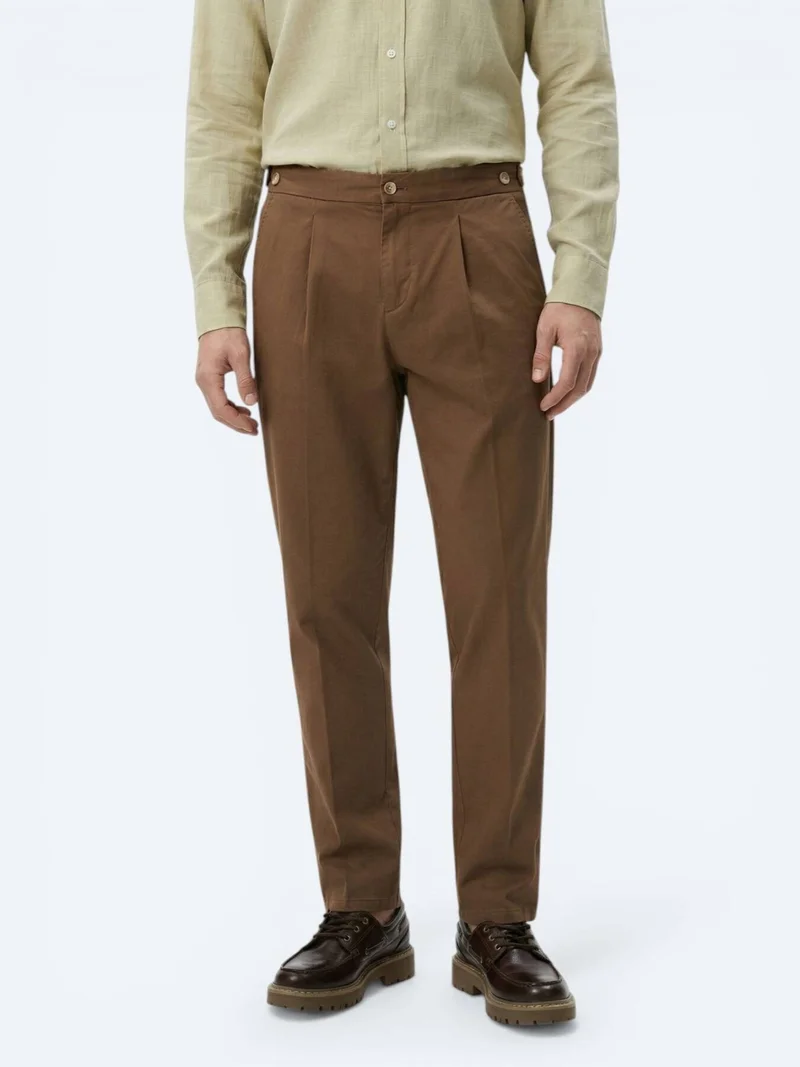 Kip Copper Weaving Regular Fit Casual Cotton Blended Trousers