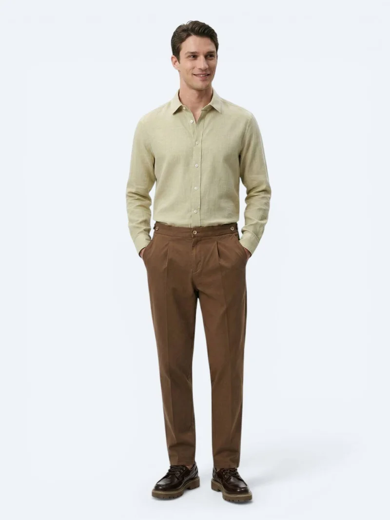 Kip Copper Weaving Regular Fit Casual Cotton Blended Trousers
