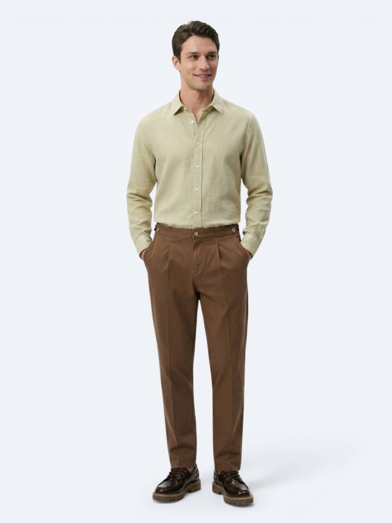 Kip Copper Weaving Regular Fit Casual Cotton Blended Trousers - Image 1