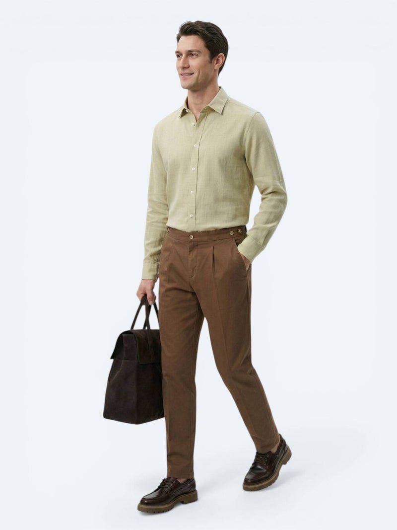 Kip Copper Weaving Regular Fit Casual Cotton Blended Trousers - Image 3