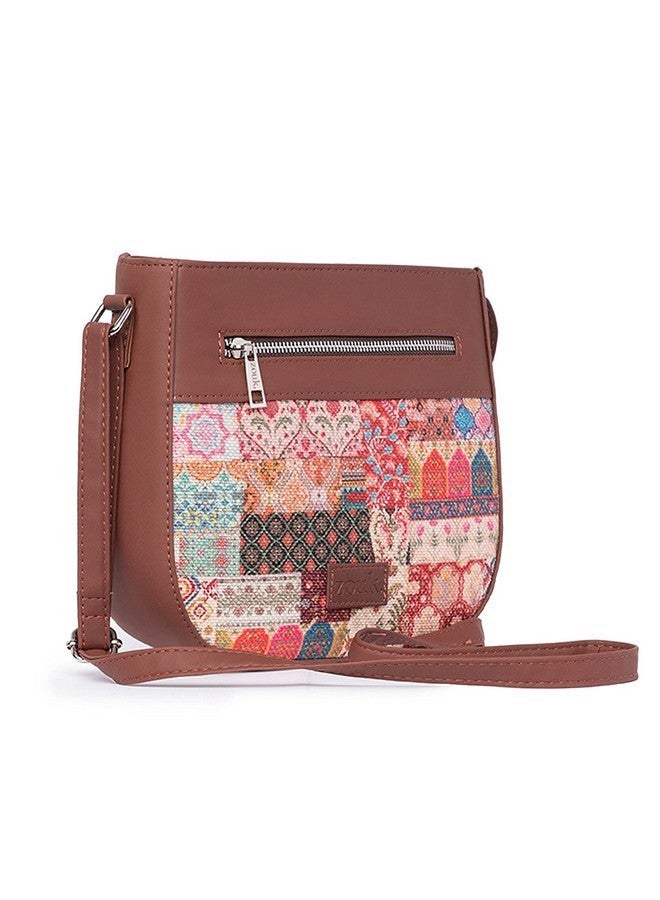 ZOUK حقيبة كتشن غامثي مطبوعة بتصميم تجريدي للنساء من زوك، مصنوعة من الجوت والجلد النباتي متعدد الألوان على شكل حرف U - Image 3