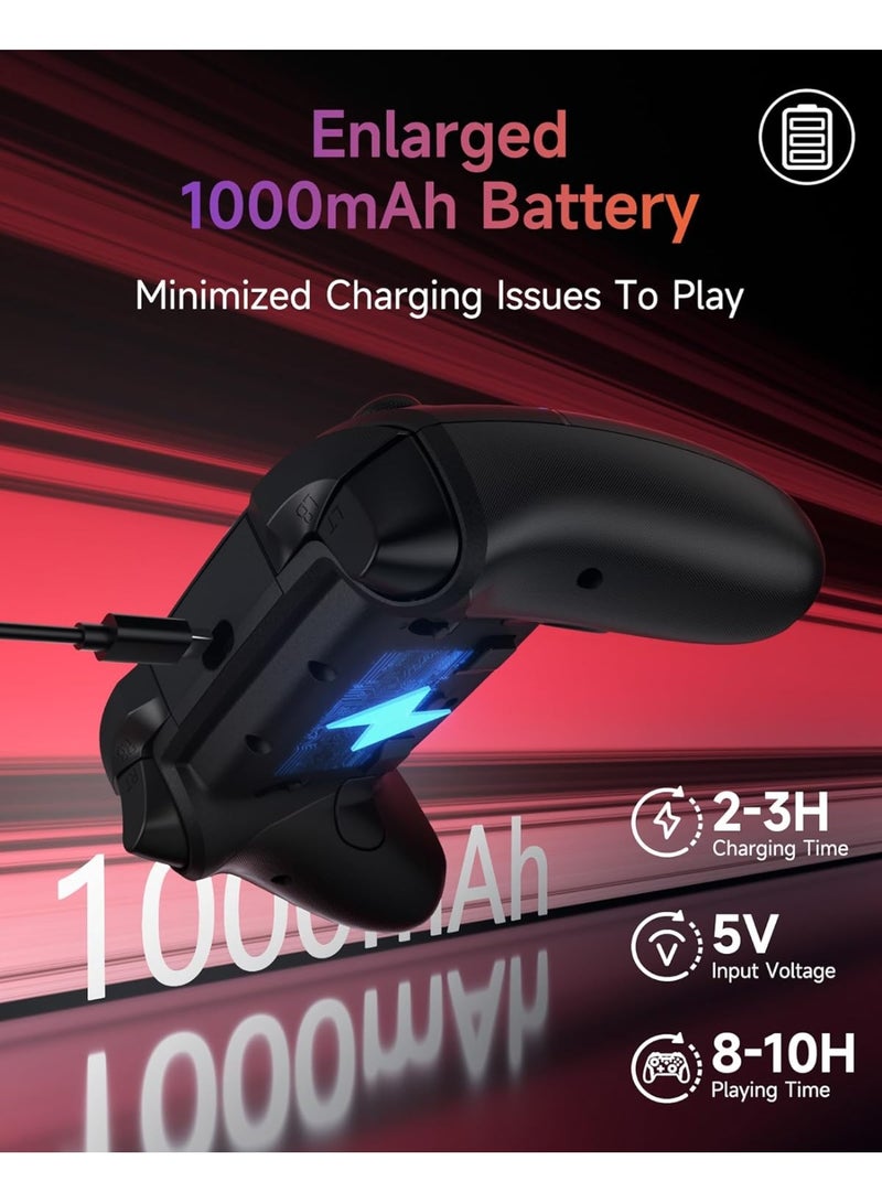 EasySMX X20 Wireless Gaming Controller with RGB Backlit, 2-Stage Hall Effect Sticks, 1000Hz Polling Rate, 6-Axis Gyro on Multi-Platform, Mech Buttons- Compatible with PC/Switch/Steam/Android (Black) - Image 2