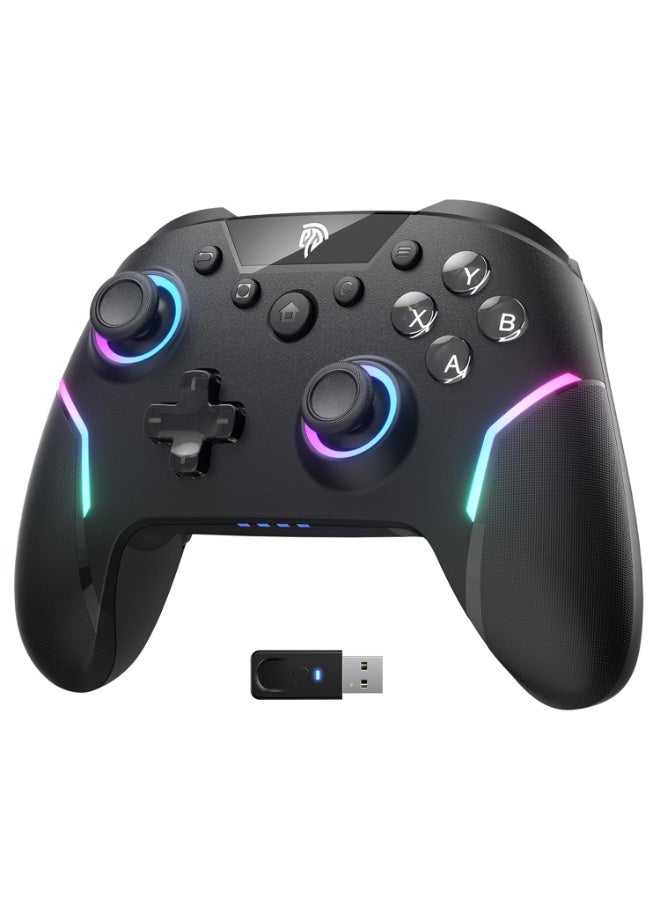 EasySMX X20 Wireless Gaming Controller with RGB Backlit, 2-Stage Hall Effect Sticks, 1000Hz Polling Rate, 6-Axis Gyro on Multi-Platform, Mech Buttons- Compatible with PC/Switch/Steam/Android (Black) - Image 1