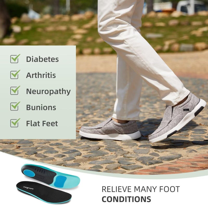 OrthoComfoot Men's Orthopedic Comfy Slip-On Sneakers, Plantar Fasciitis Flat Feet Heel Pain Relief Shoes, Cushioned Slip-On Shoes for Walking Light Grey Size 10.5 - Image 4
