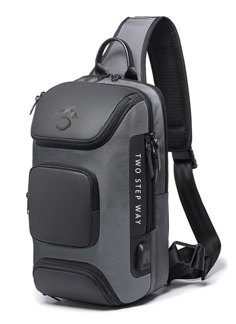 Sling Bags Man Waterproof Crossbody Backpack Multifunction Shoulder Bags with USB Charging Port Shoulder Messenger Bags Chest Bag 10 To 13 Inch Laptop And Tablet _ Grey