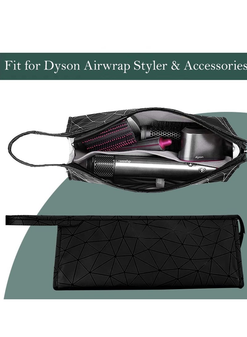 Premium Leather Tracvel Case for Dyson Airwrap Styler and Attachments, Storage Bag for Supersonic Hair Dryer, Portable Organizer for Airwrap Dupes（Black） - Image 2