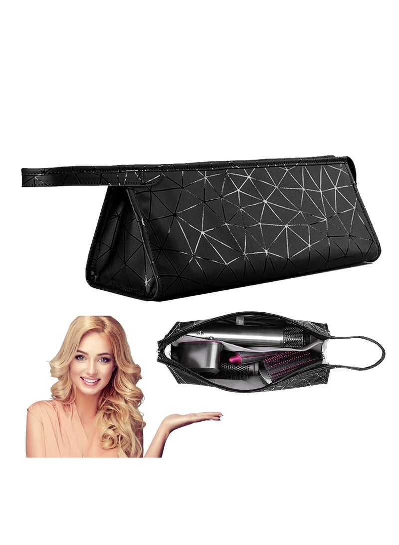 Premium Leather Tracvel Case for Dyson Airwrap Styler and Attachments, Storage Bag for Supersonic Hair Dryer, Portable Organizer for Airwrap Dupes（Black） - Image 1