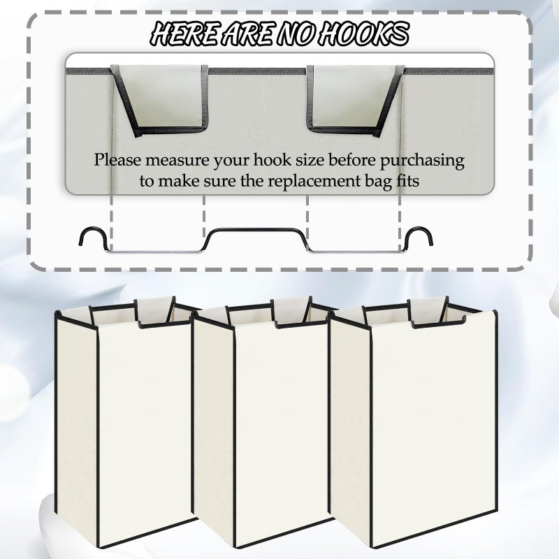 Exclaith 3 Pack Large Laundry Sorter Replacement Bags, Hamper Cart Removable Replacement, Laundry Storage Organizer-Replacement Bags, Beige, Square Shap - Image 3