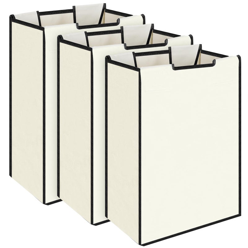 Exclaith 3 Pack Large Laundry Sorter Replacement Bags, Hamper Cart Removable Replacement, Laundry Storage Organizer-Replacement Bags, Beige, Square Shap - Image 1