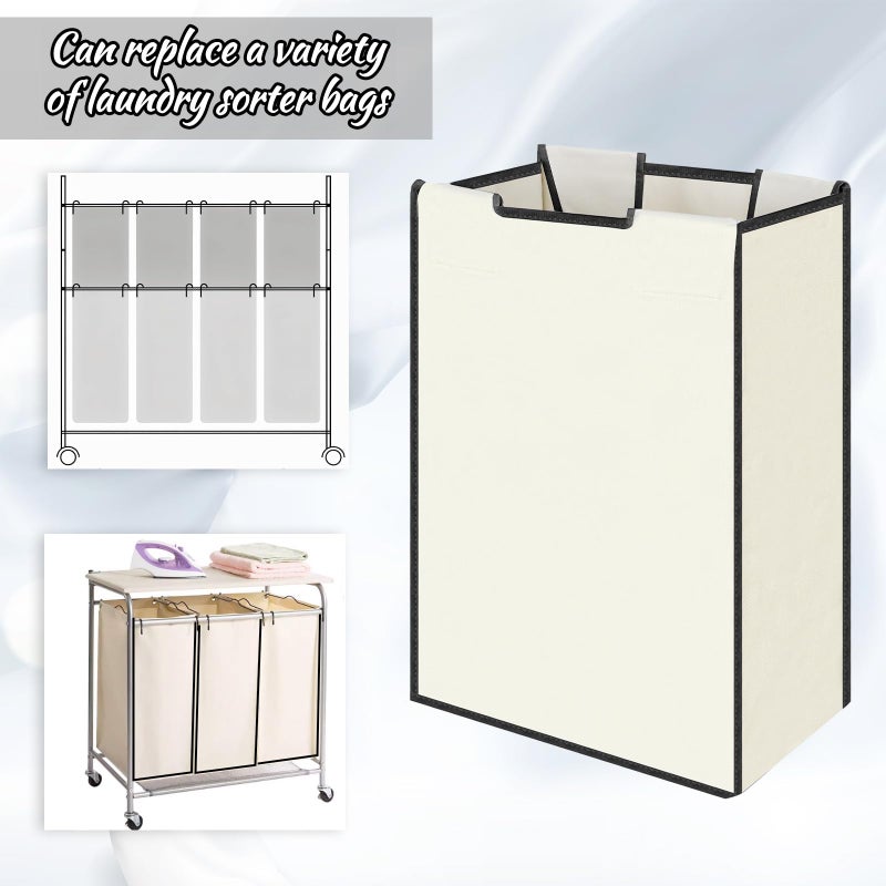 Exclaith 3 Pack Large Laundry Sorter Replacement Bags, Hamper Cart Removable Replacement, Laundry Storage Organizer-Replacement Bags, Beige, Square Shap - Image 4
