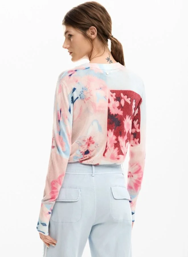 Desigual Pink Fine knit collage sweater for Women | Best Price UAE