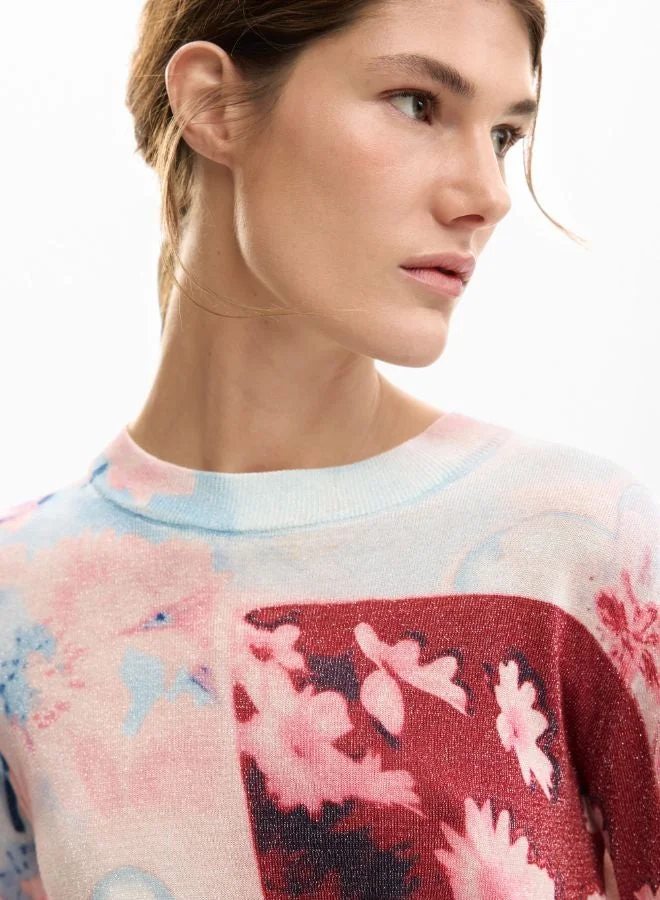 Desigual Pink Fine knit collage sweater for Women | Best Price UAE