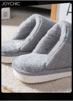 Joychic Men Autumn and Winter Cotton Breathable Home Indoor Slippers Soft Sole Thickened Plush Warm Bedroom Slippers Grey  - Image 3