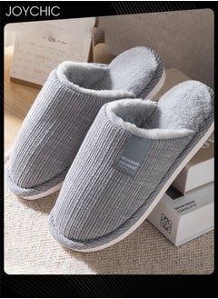 Joychic Men Autumn and Winter Cotton Breathable Home Indoor Slippers Soft Sole Thickened Plush Warm Bedroom Slippers Grey  - Image 2
