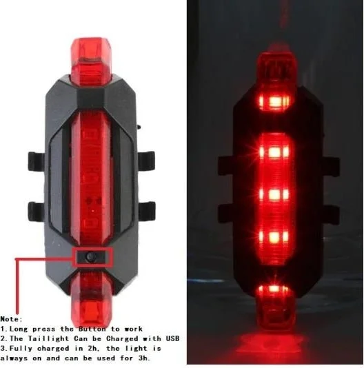 Forte GT Bike Light USB Rechargeable LED Front Rear Set Xbyc 6116