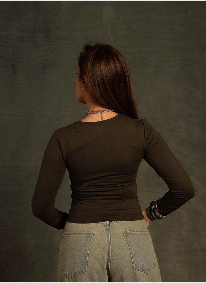 In Your Shoe - Olive Long Sleeve Top - Image 1