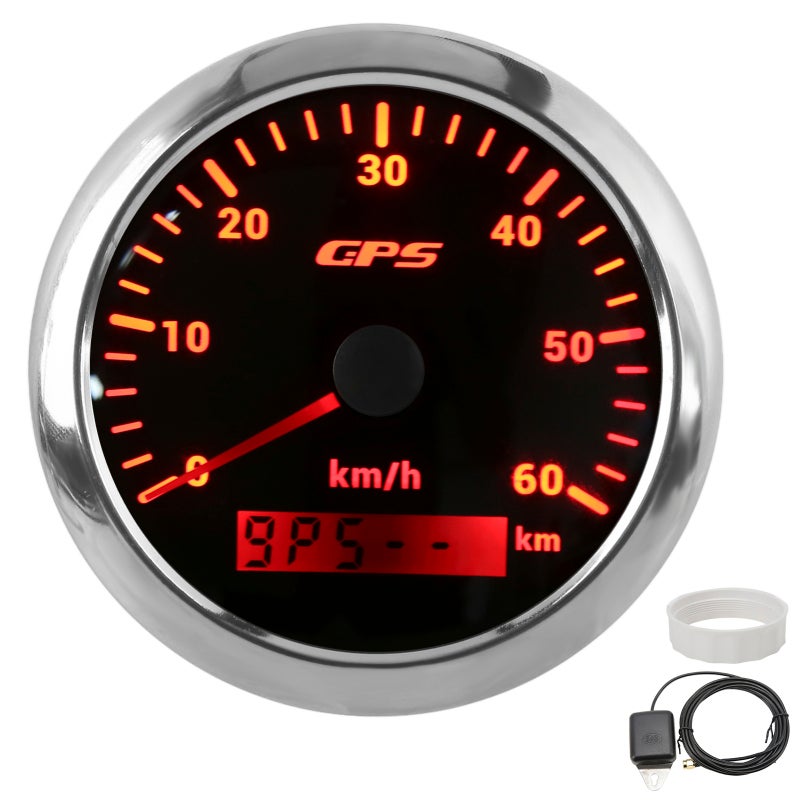 GPS Speedometer 3-Inch LCD Display Antifog Curved Glass for Car Marine RV Yacht - High Accuracy Stepping Motor Drive Speed Odometer - Speed Gauge for Boats Engineering Machinery - Image 1