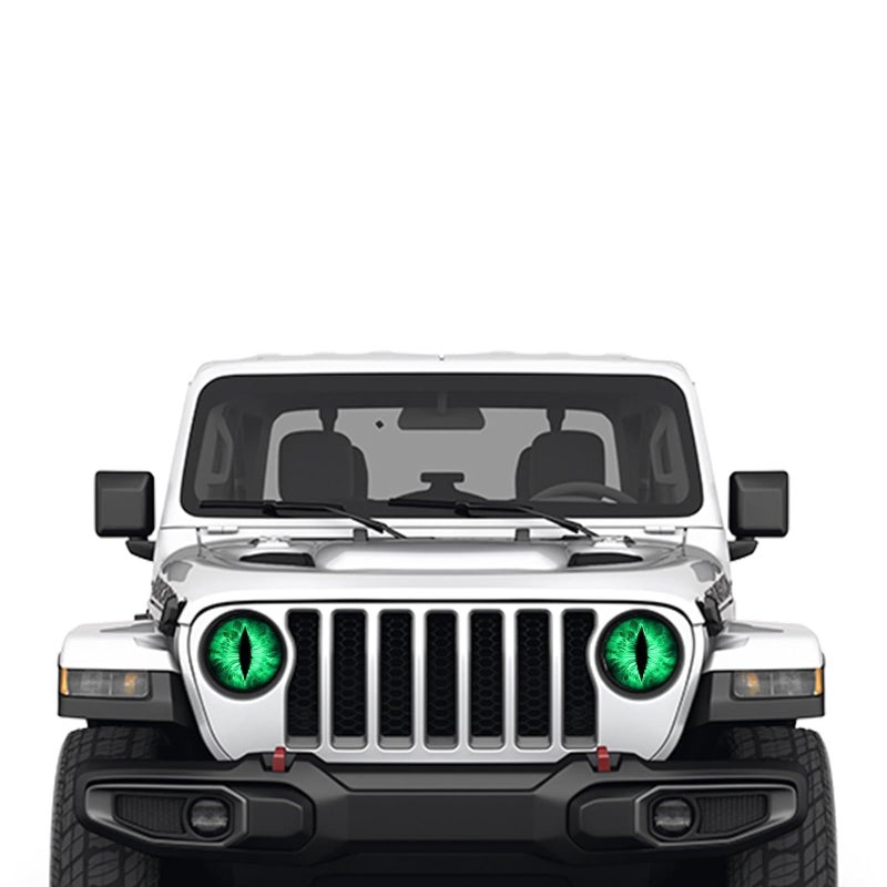 QKYS 2PCS Beast Eyes Decals 3D Stereo Eyes Headlight Stickers Jeep Stickers Round Headlight Eye DecalFunny Decals Body Window Bumper Decoration Compatible with Car Truck Jeep WranglerGreen - Image 3