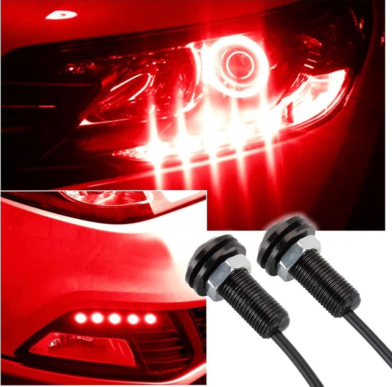 AUTO MT 18mm Eagle Eye Led Lights High Power 9W Red Daytime Running Light Car Motorcycle DRL Car Accessories Marker Light Fog Lamp Backup Marker Light (2PC RED 18MM 9W Eagle Eye Led Lights) - Image 1