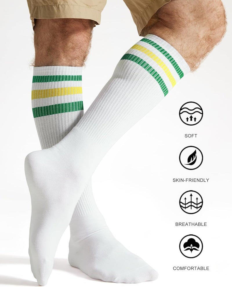 JOULLI White Knee High Retro Striped Tube Socks 1-3 Pairs - Image 2