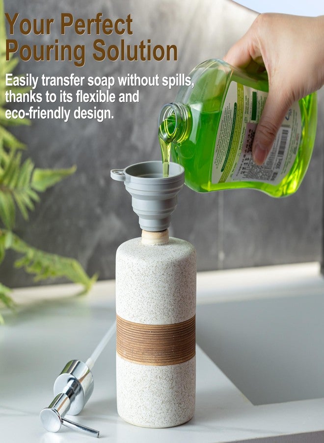 Cormomu Soap Dispenser for Kitchen Sink & Bathroom, Perfect Dish Soap, Hand Soap, Shampoo, Conditioner Dispenser Bottle, Includes Silicone Funnel, Non-Slip Design, Kitchen Decor, White - Image 2