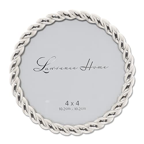 Lawrence Frames Rope Design Metal Frame, 4x4 Round, Silver - Image 1