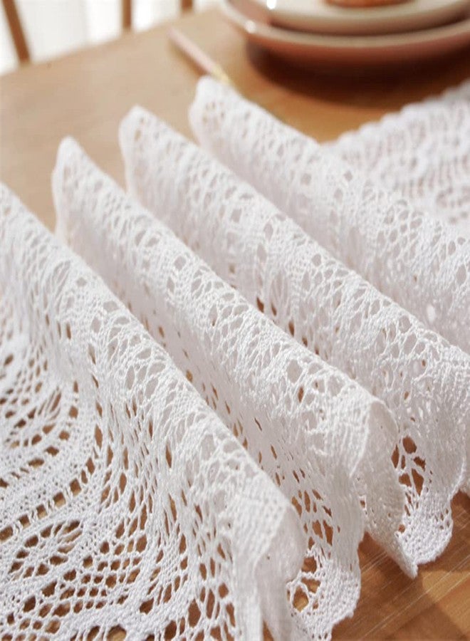 Teanea Cotton Narrow Macrame Table Runner Vintage Crochet Lace Table Runner with Tassels for Kitchen Coffee Dining Table (Wavy Edge White, 9.5 x 54in) - Image 2