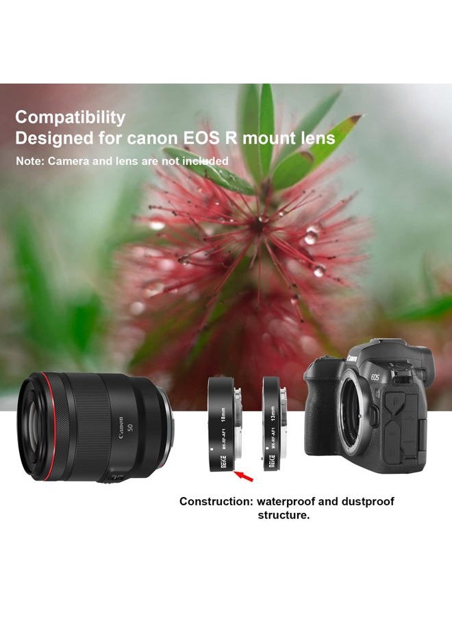 Meike - MK-RF-AF1 13mm + 18mm Metal AF Full Frame Macro Extension Tube Adapter Ring Kit for EOS-R Series Cameras RF Mount Cameras EOS-R EOS-RP - Image 1
