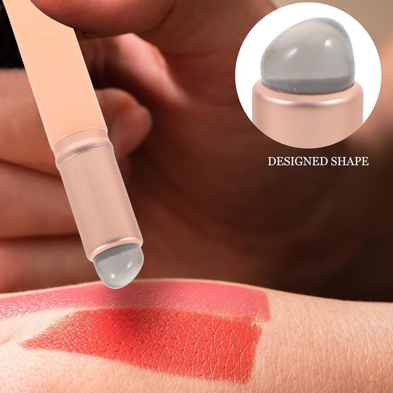 Silicone Lip Brush with Cap 2pcs Pink Lip Gloss Applicator Wands Makeup Tool for Women - Image 5