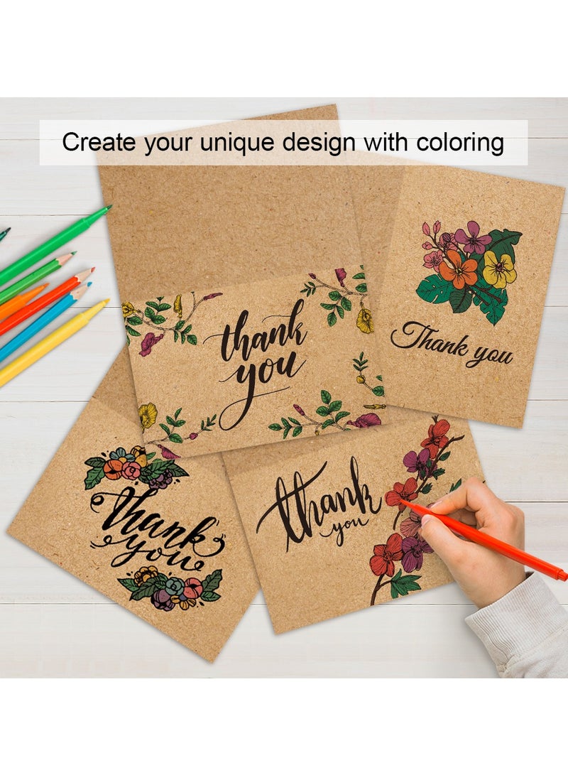 Kidepoch 24 Thank You Cards, 4x6 inch Brown Kraft Note Cards with Envelopes & Stickers, 8 Elegant Designs Blank Greeting for Wedding, Baby Shower, Graduation, Business and More  - Image 3