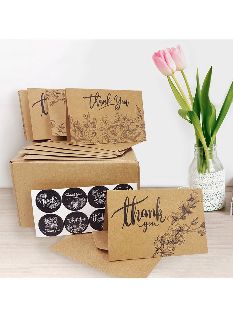 Kidepoch 24 Thank You Cards, 4x6 inch Brown Kraft Note Cards with Envelopes & Stickers, 8 Elegant Designs Blank Greeting for Wedding, Baby Shower, Graduation, Business and More  - Image 5