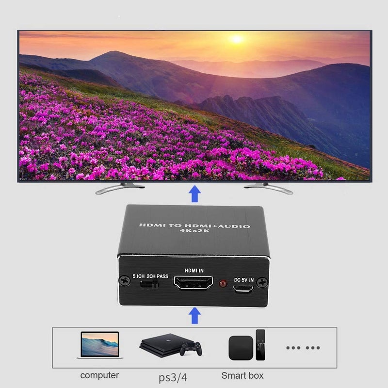 راحة محول صوت رقمي إلى تناظري، مستخرج صوت HDMI 1.4 بدقة 4K x 2K، محول قناة صوت 5.1، محول ألياف بصرية لمشغل DVD/مضخم صوت PS3 - Image 4