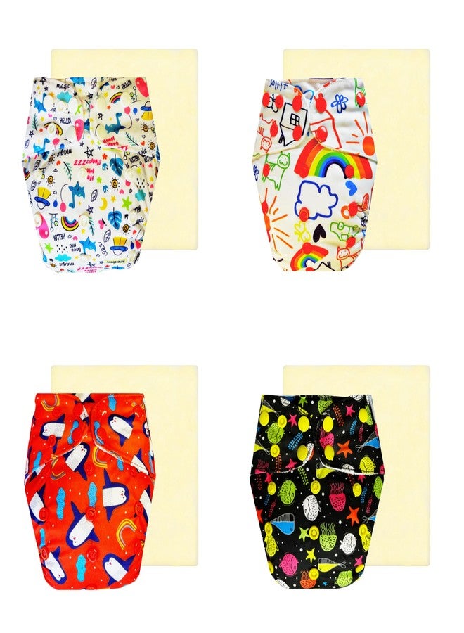 Dumbledo Elite Cloth Diaperwith Magical Soaker (Pack of 4) | Dry Feel and Comfortable | Reusable & Washable | Travel Friendly | Perfect for Indian Summers | 3 Months - 3 Years | Unisex Baby - Image 1