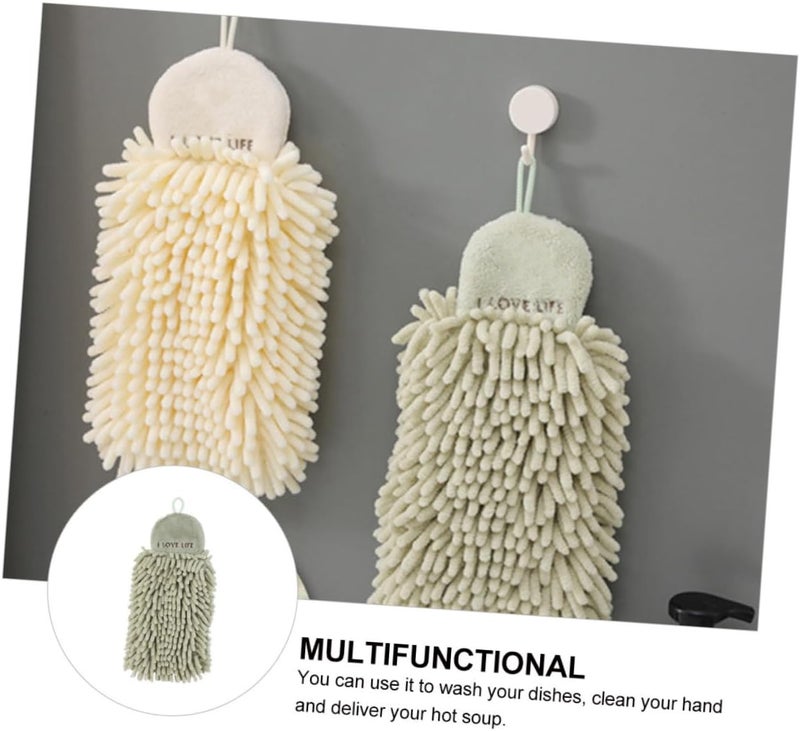DECHOUS Absorbent Hanging Hand Towel Chenille Quick-Dry Kitchen Bathroom Soft Embroidered 1pcs Multipurpose Towels Random Color - Image 2